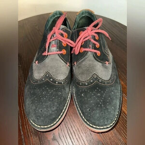 Ted Baker men’s sueded‎ Oxford Classic lace shoe size 42/8.5 black, grey, red